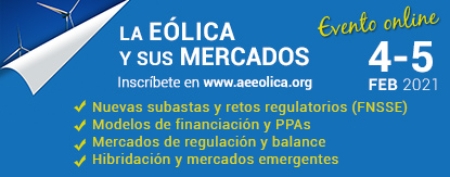  La Eólica y sus Mercados, una jornada online con AEE