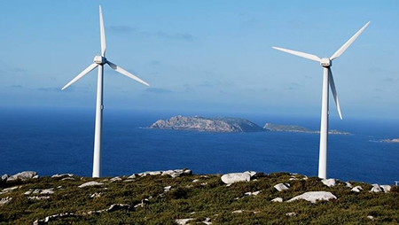 Parque eólico en Malpica (A Coruña). Imagen: Isotrol