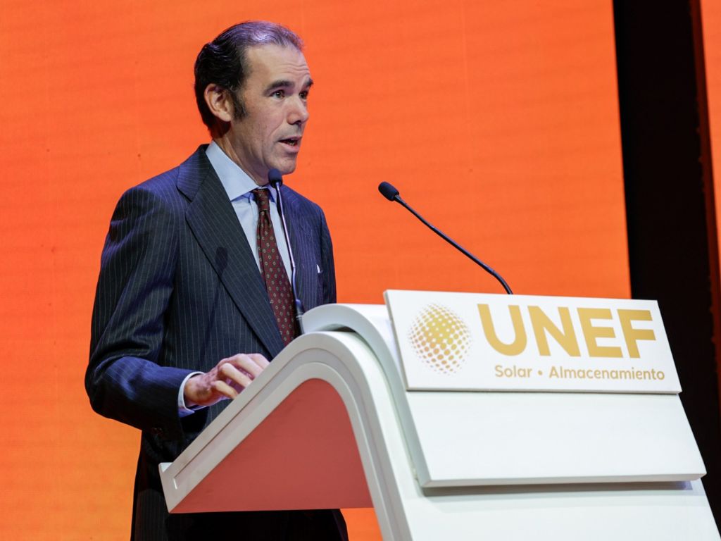 El presidente de UNEF, Rafael Benjumea, durante su intervención en la inauguración del evento