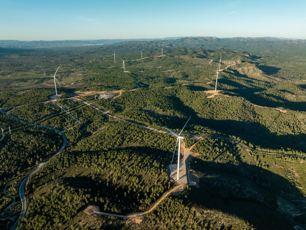 Parque eólico en España en proceso de repotenciación.