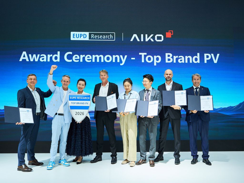 Aiko galardonada Top Brand PV 2026 por EUPD Research
